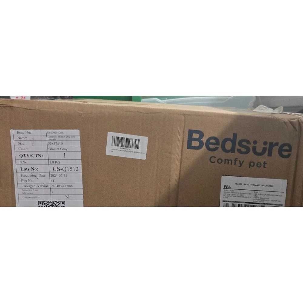 Bedsure Human Dog Bed Plush Floor Lounger Glacier Gray NEW Vacuum Sealed